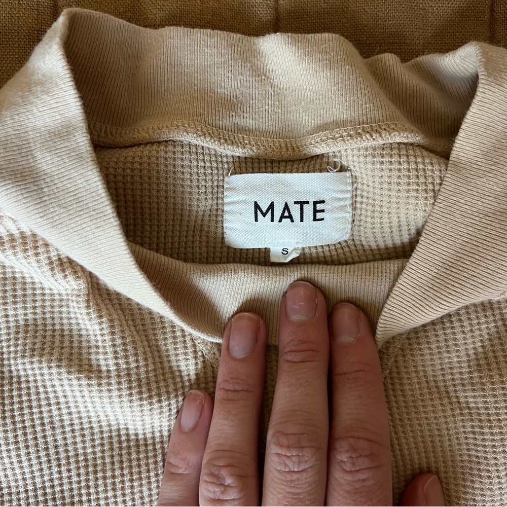 MATE the Label Organic Thermal Boxy Crop Top, Latte, SM